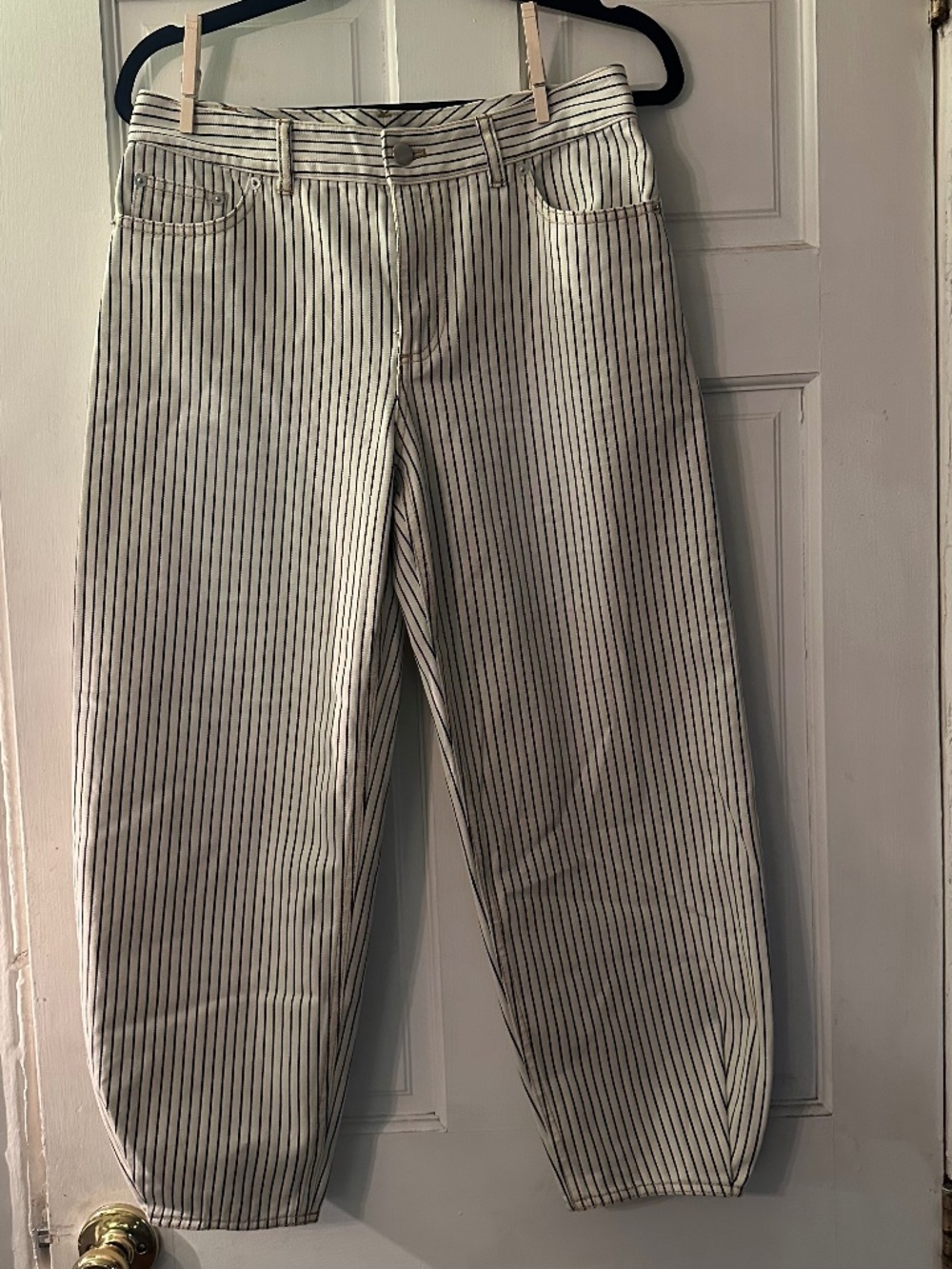 Tibi pintriped barrel jeans